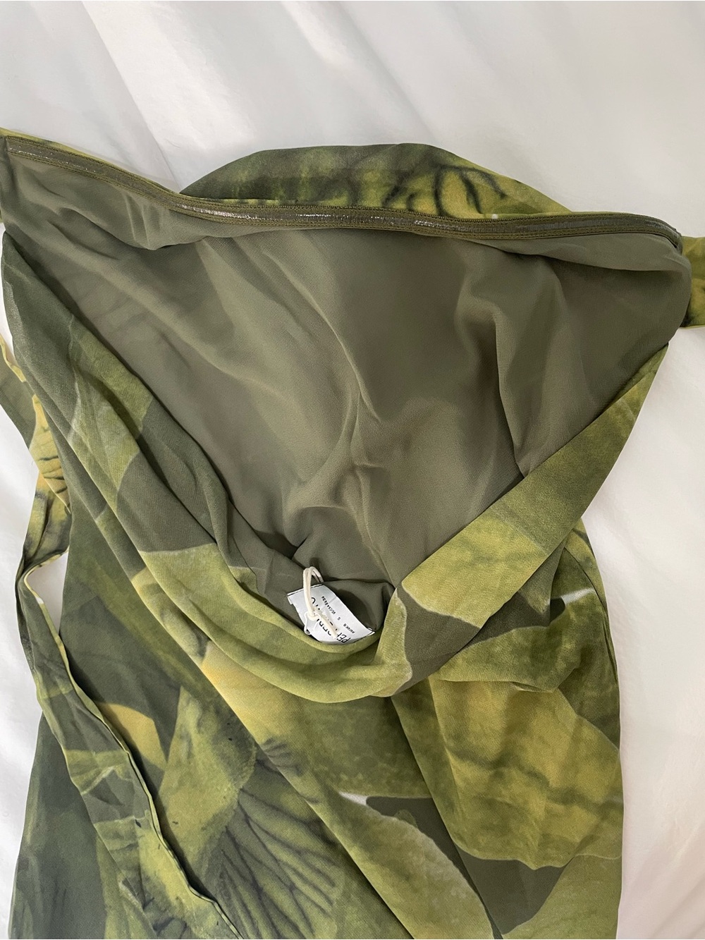 Peppermayo Olive Green Floral Tropical Leaves Strapless Nettle Maxi Dress - Picture 12 of 13